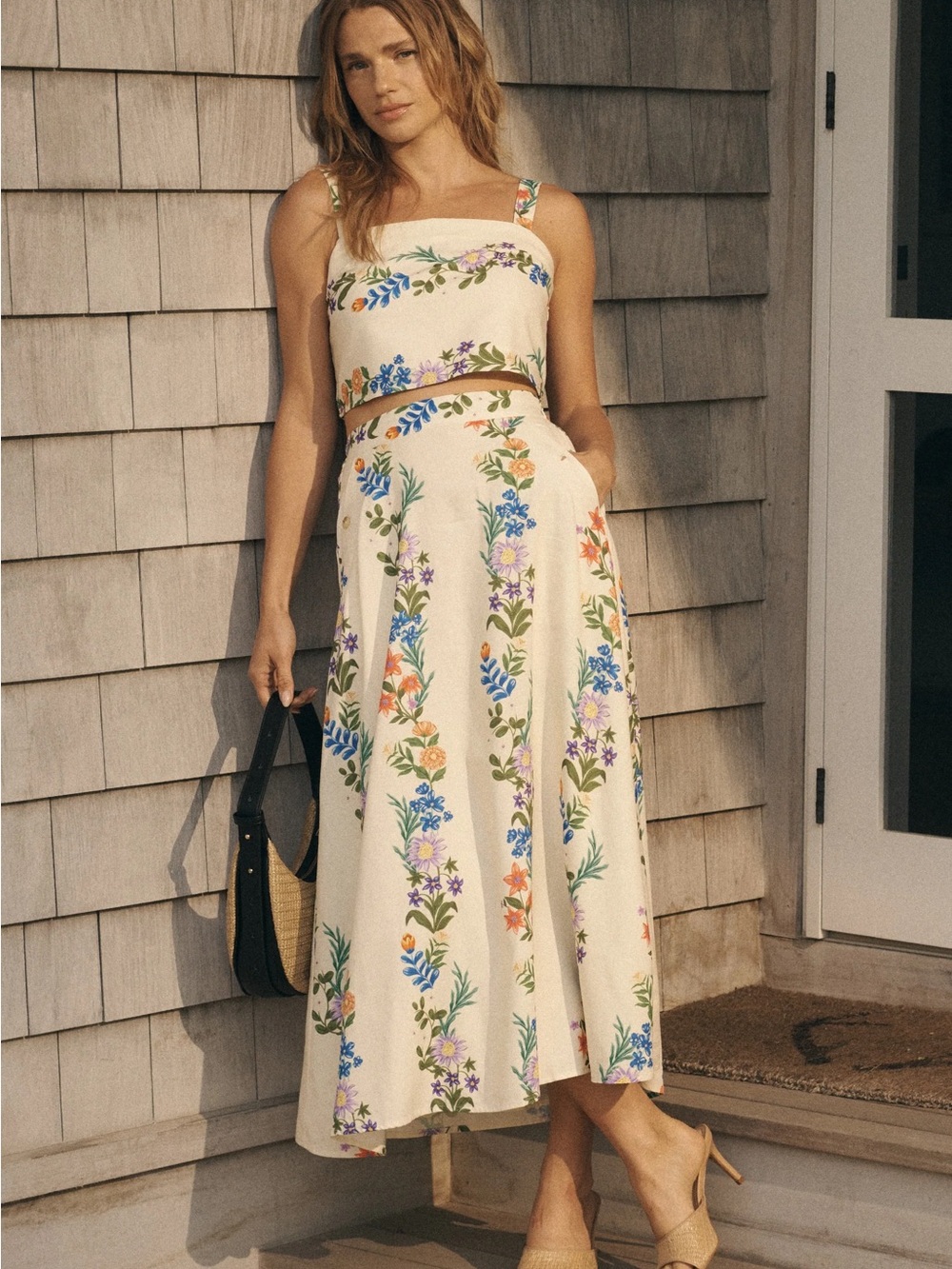 Hutch Nemy Floral Skirt & Adri Top in Cream & Floral print Size XS NWT